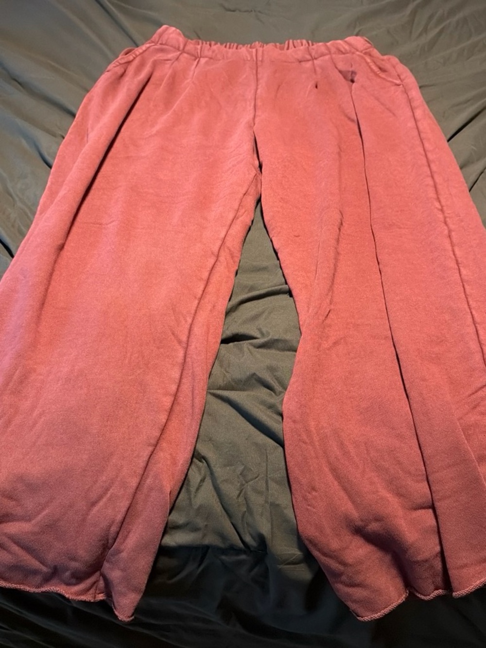 aerie Wide Leg Fleece Pants in maroon